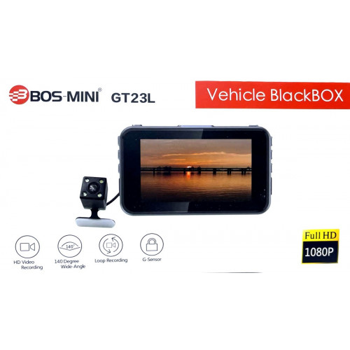 автомобильный видеорегистратор+2 камеры Full HD Bos Mini GT23L