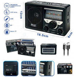 радиоприемник GOLON+Bluetooth+USB+SD+солнечная зарядка+аккумулятор "18650" RX-BT864S