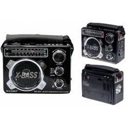 радиоприемник WAXIBA+USB+SD+фонарик+аккумулятор "18650" XB-204UR