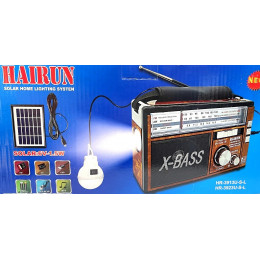 радиоприемник HAIRUN+USB+SD+2 фонарика+аккумулятор+солнечная зарядка HR-3913U-S-L