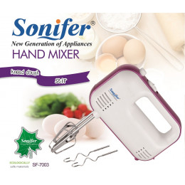 ручной миксер Sonifer, с 3-я насадками, 3 режима скорости, мощность 150w SF-7003
