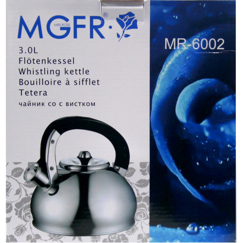 чайник со свистком из нержавеющей стали, объем 3.0л, MGFR MR-6002