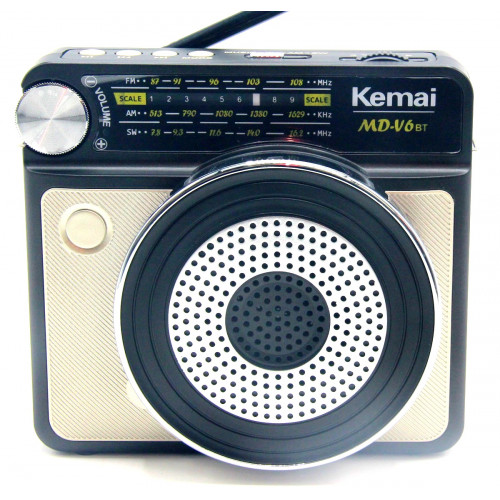 радиоприемник KEMAI+Bluetooth+USB+SD+аккумулятор 18650 MD-V6BT