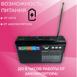 радиоприемник HAIRUN+USB+SD+фонарик+аккумулятор BL-5C RX-1313