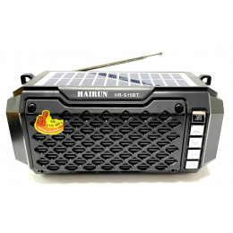 радиоприемник HAIRUN+Bluetooth+USB+SD+фонарик+аккумулятор 18650+солнечная зарядка HR-S15BT