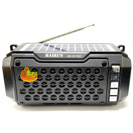 колонка HAIRUN+Bluetooth+USB+SD+радио+фонарик+аккумулятор 18650+солнечная зарядка HR-S17BT